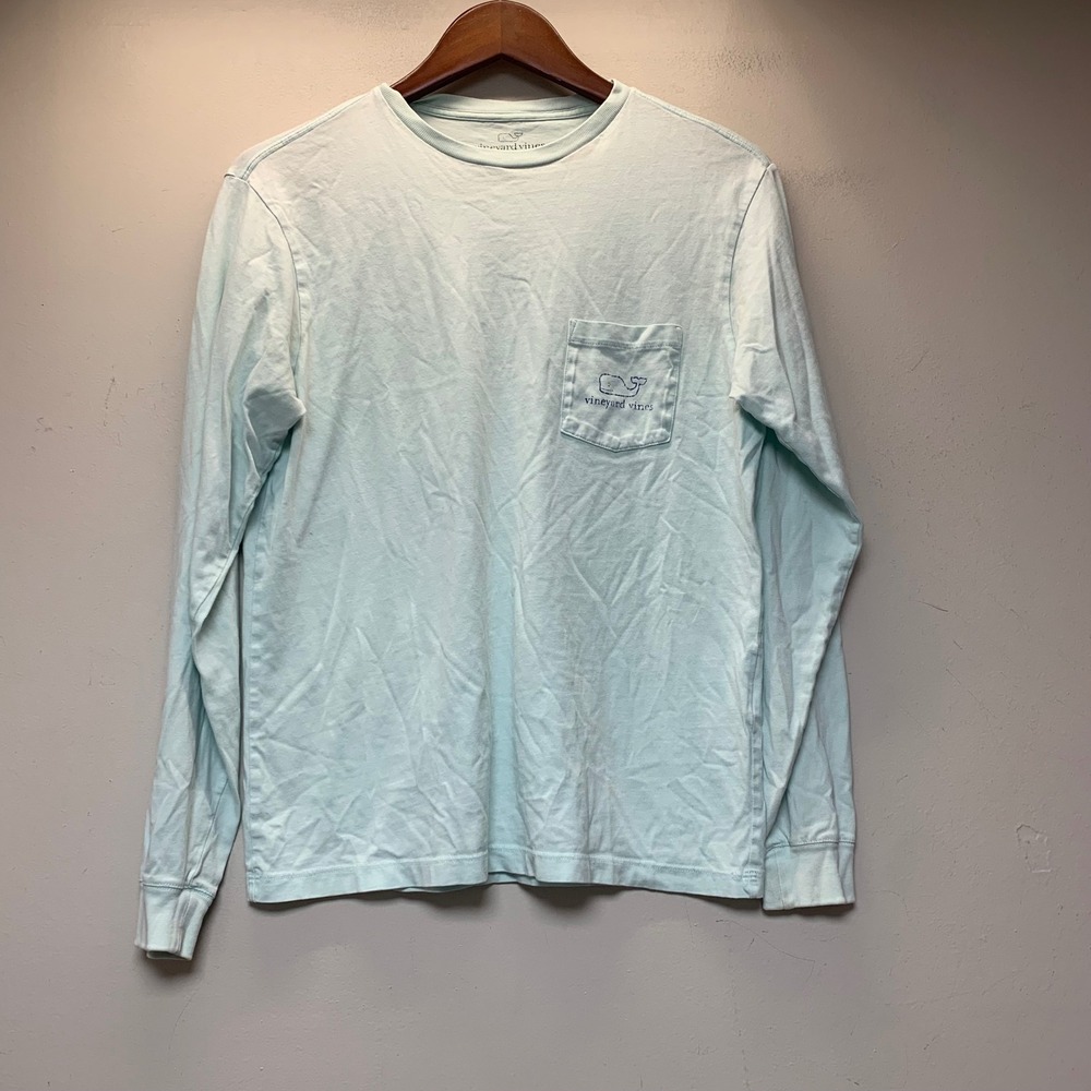 Vineyard Vines Long Sleeve T-Shirt Mens XS Blue Excellent Whale Graphic Pocket